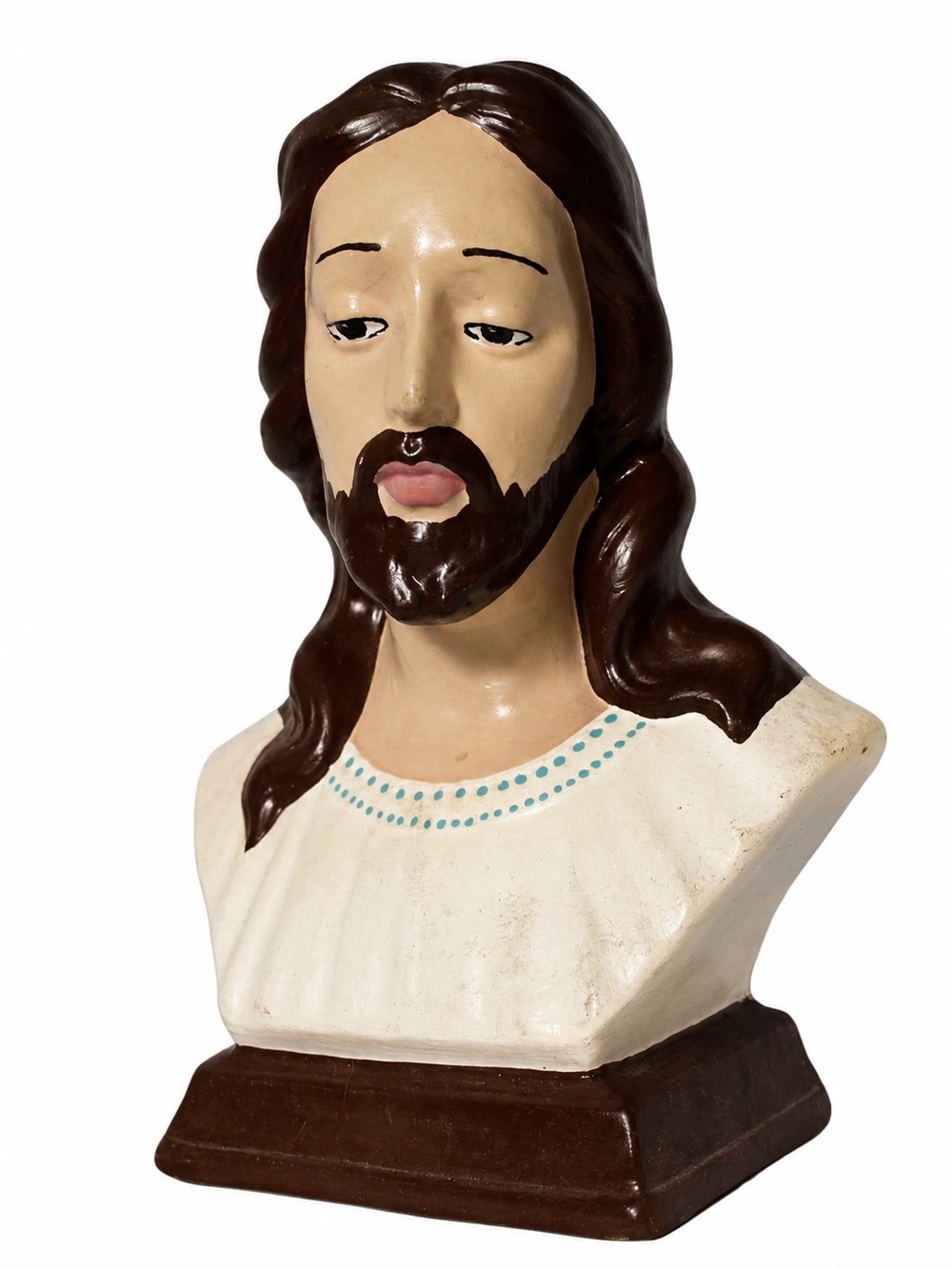 Hand-Painted Vintage Holland Mold Company Ceramic Jesus Bust Figurine